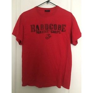 MV Sport Men's Short Sleeve T-Shirt HARDCORE MARINE CORPS Size Medium Red Tee